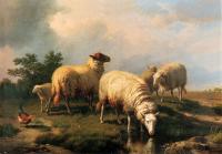 Verboeckhoven, Eugene Joseph - Sheep And A Chicken In A Landscape